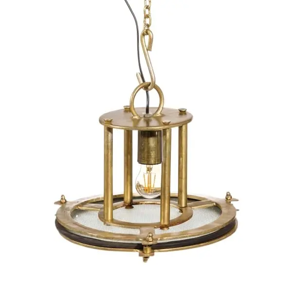 Suspension Luminaire Loft en Fer Doré Vieilli en acrylique dépoli