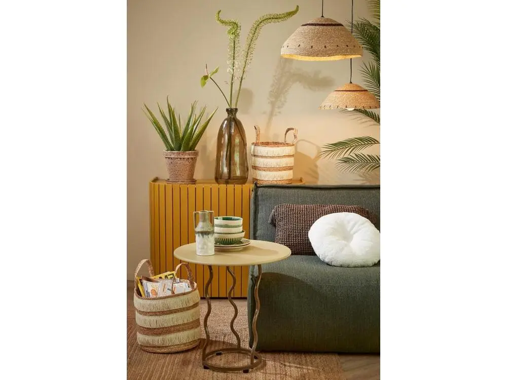 Suspension lumineuse en 80% jute et 20% métal - 22 x 41 - Marron net - JOULZ pour entrée et couloir