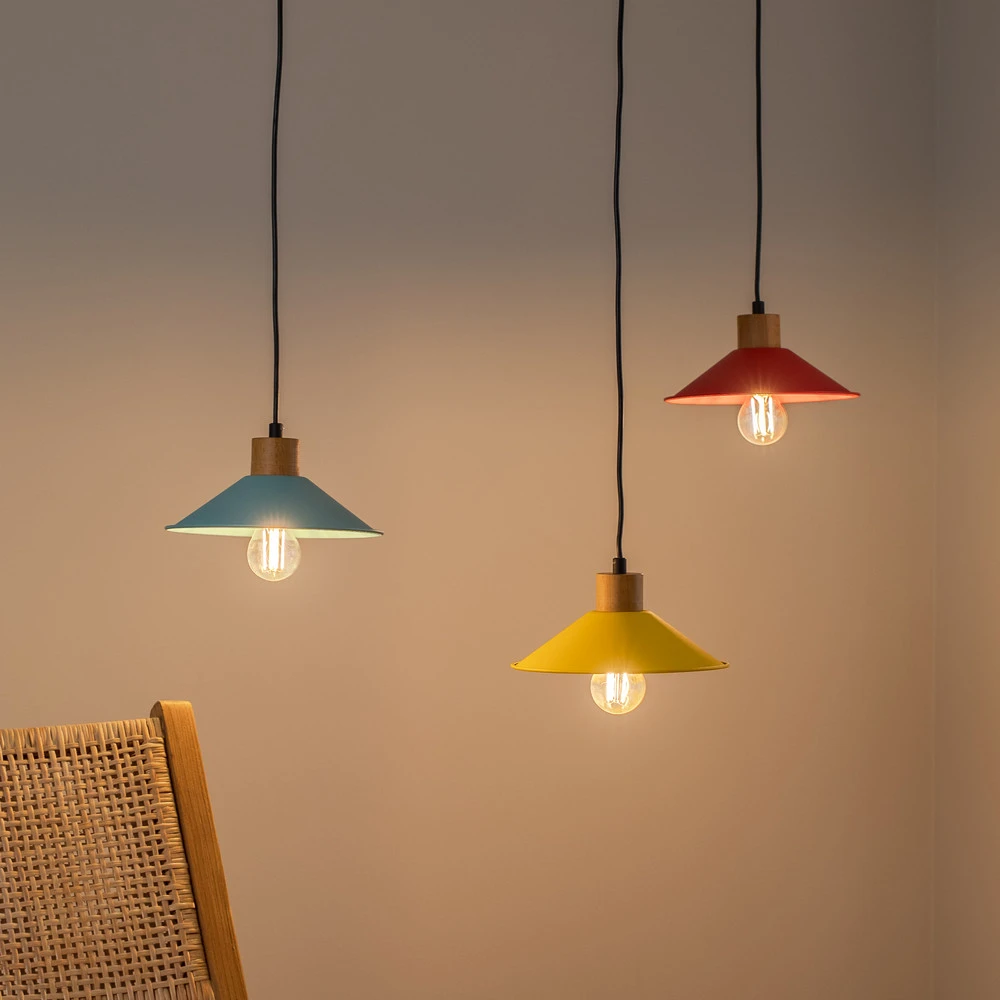 Suspension Manavgat N-553 à 3 lampes jaune/bleu/rouge à fixation clip