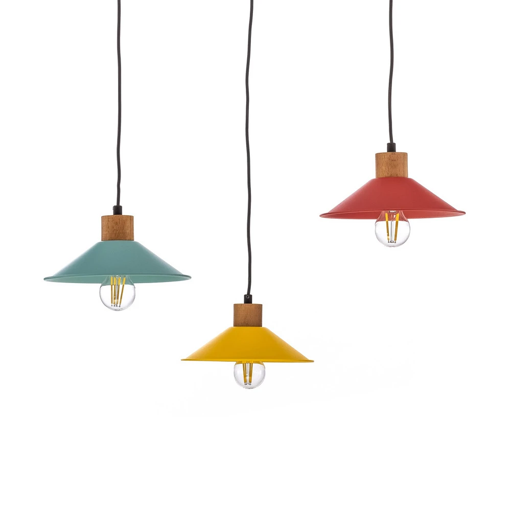 Suspension Manavgat N-553 à 3 lampes jaune/bleu/rouge à fixation clip