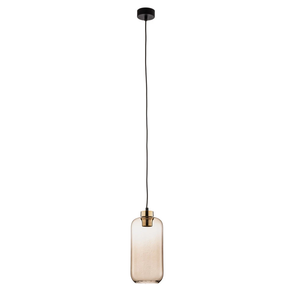Suspension Marco Vert jade, à 1 lampe, marron avec LED intégrée non remplaçable