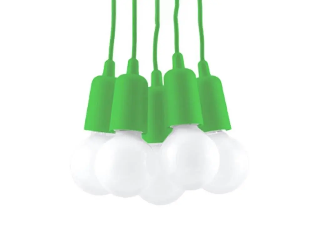 Suspension moderne en VINYLE - 5 sources lumineuses - L.25 x H.90 cm - vert