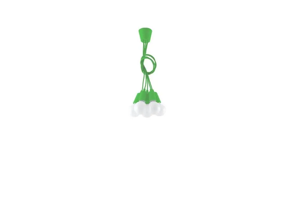 Suspension moderne en VINYLE - 5 sources lumineuses - L.25 x H.90 cm - vert