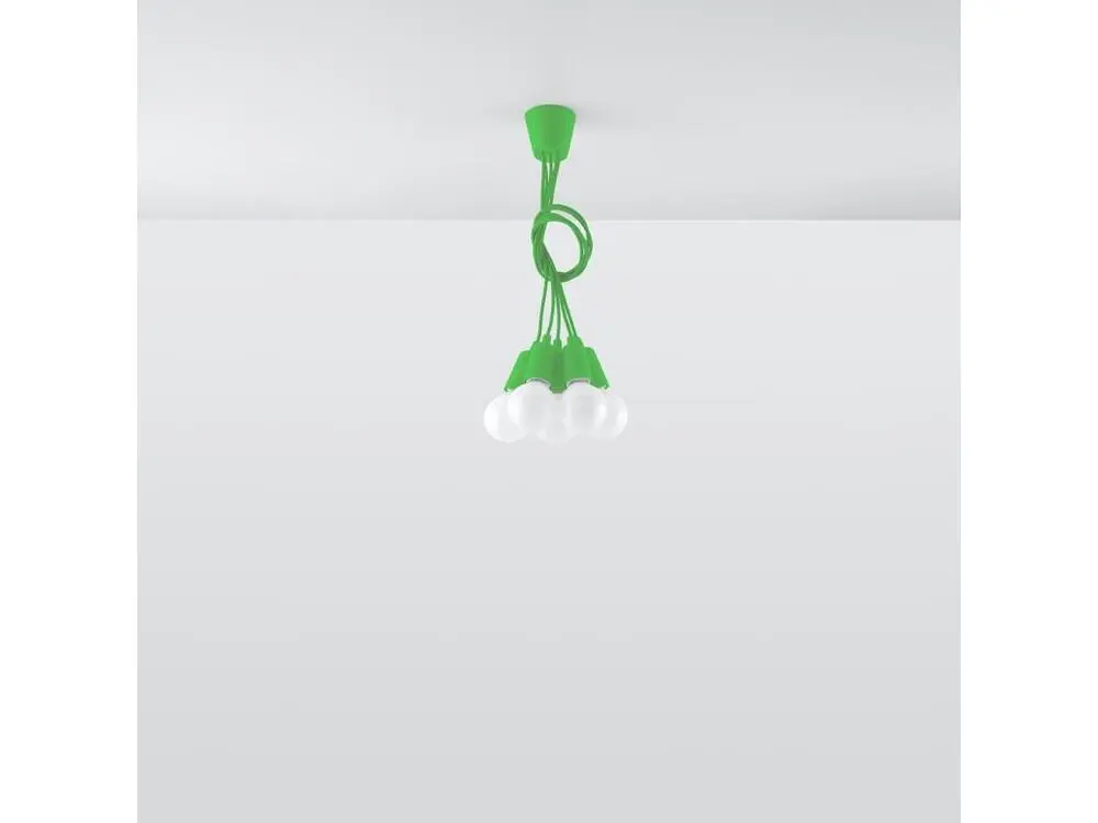 Suspension moderne en VINYLE - 5 sources lumineuses - L.25 x H.90 cm - vert