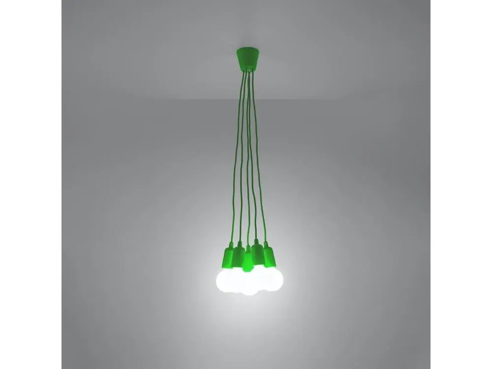 Suspension moderne en VINYLE - 5 sources lumineuses - L.25 x H.90 cm - vert
