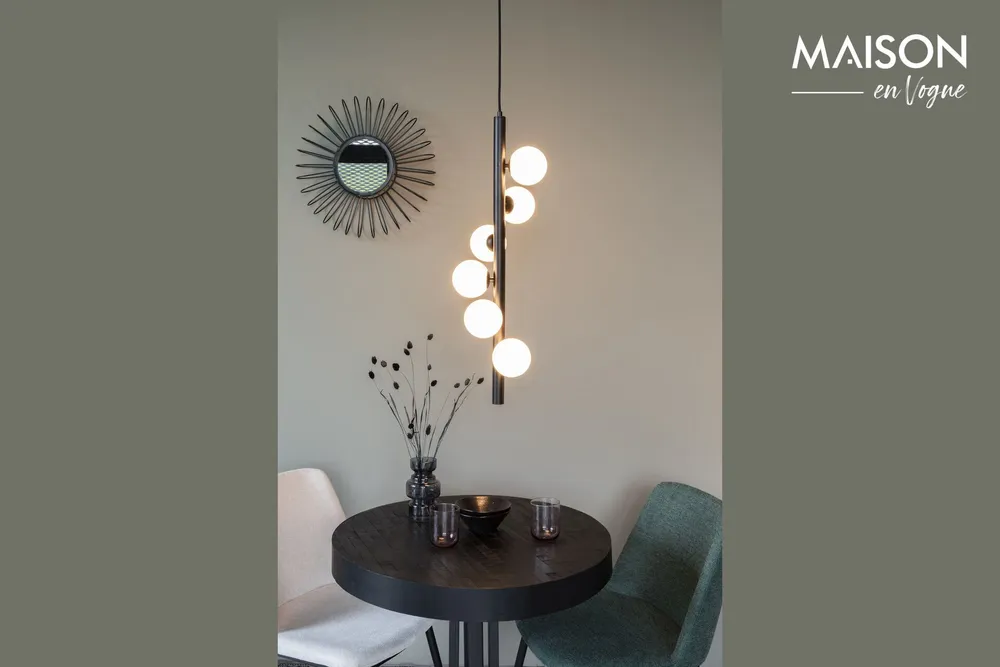 Suspension en métal noir Monica Blanc pur Label - 150cm