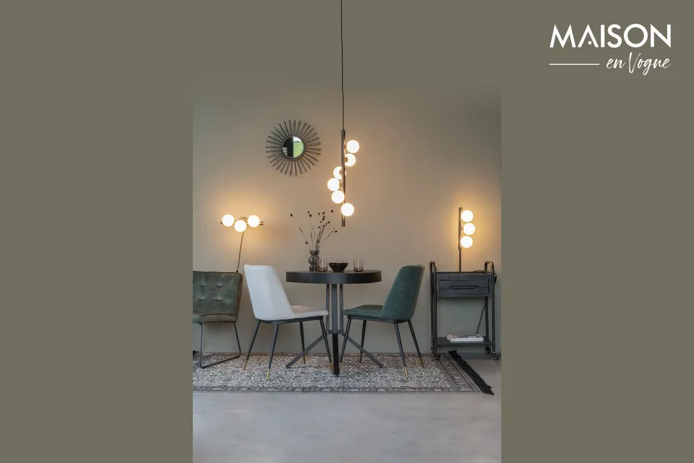 Suspension en métal noir Monica Blanc pur Label - 150cm