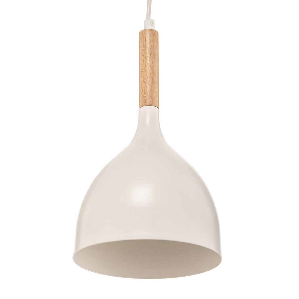 Suspension Noak, blanc/bois naturel, 4 lampes allongé