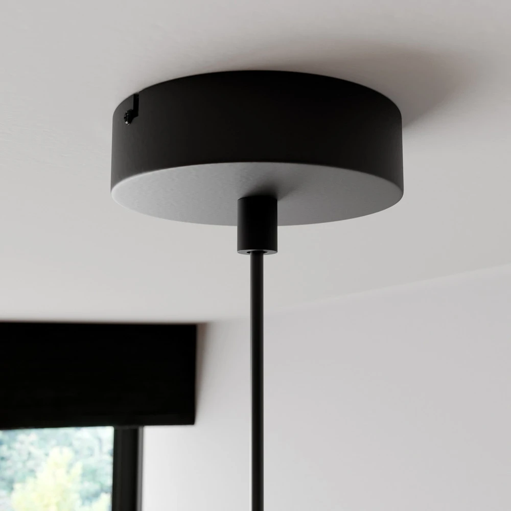 Suspension Noak, noir/bois naturel, Ø 17 cm pour plafonds suspendus