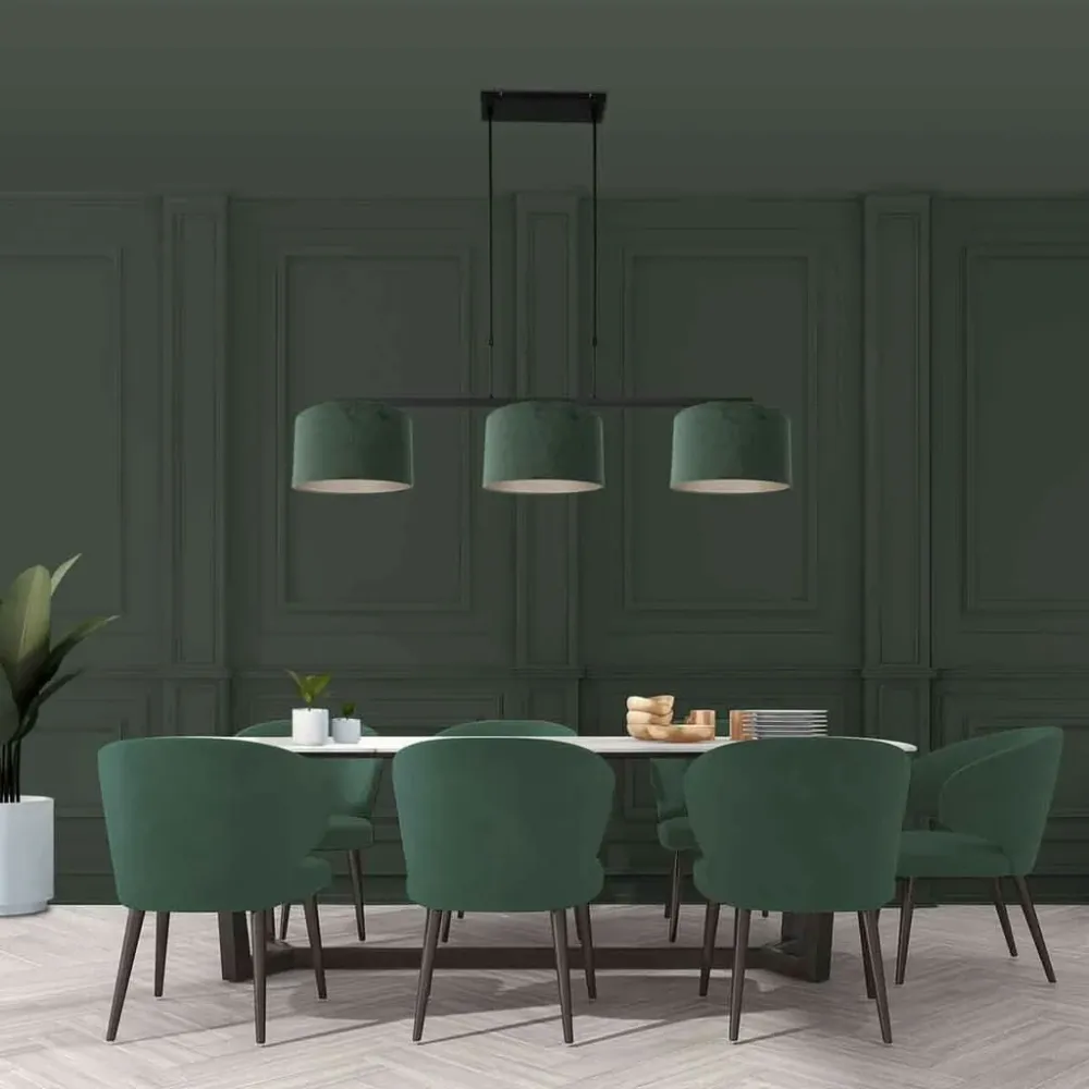 Suspension Noir Abat-jour Velours Vert | Lira IP44 pour salle de bain