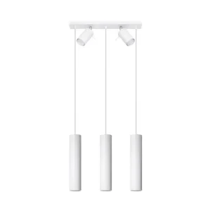 Suspension novateur en acier - 5 sources lumineuses - L.45 x H.100 cm - blanc en acrylique dépoli