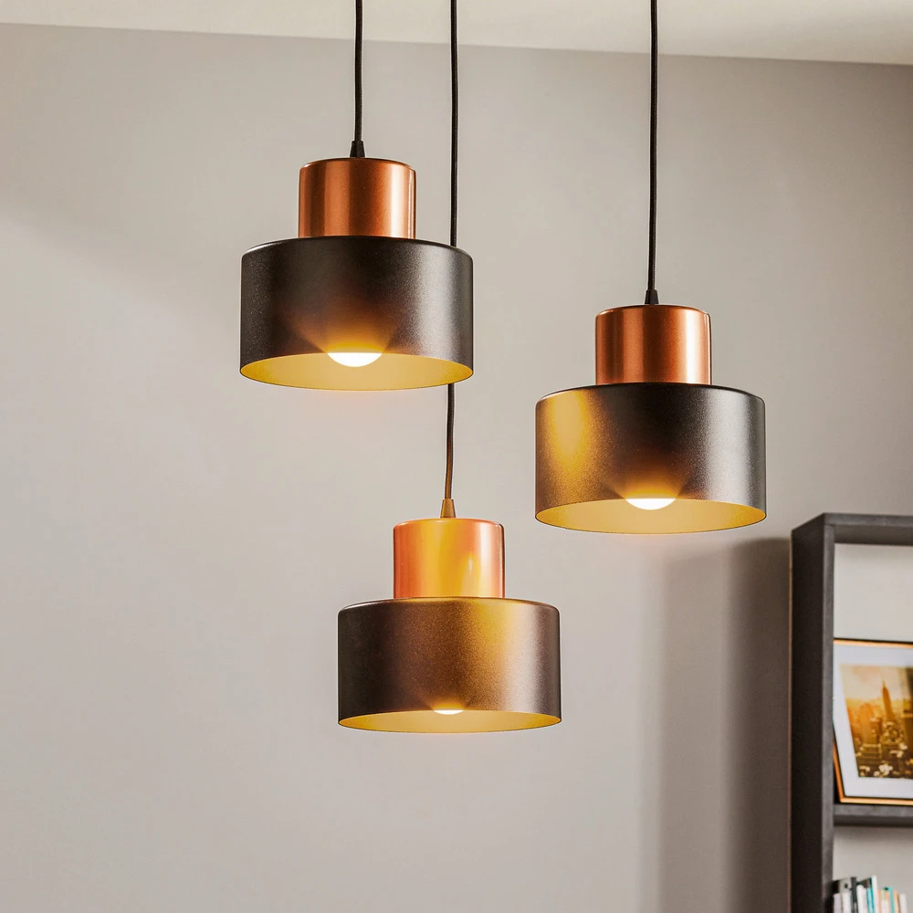 Suspension Olla à 3 lampes, ronde pour plafonds suspendus