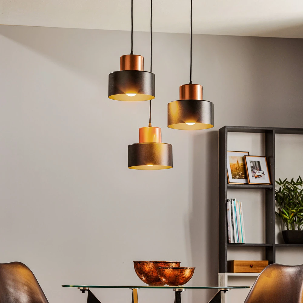 Suspension Olla à 3 lampes, ronde pour plafonds suspendus