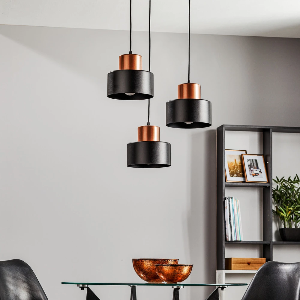 Suspension Olla à 3 lampes, ronde pour plafonds suspendus