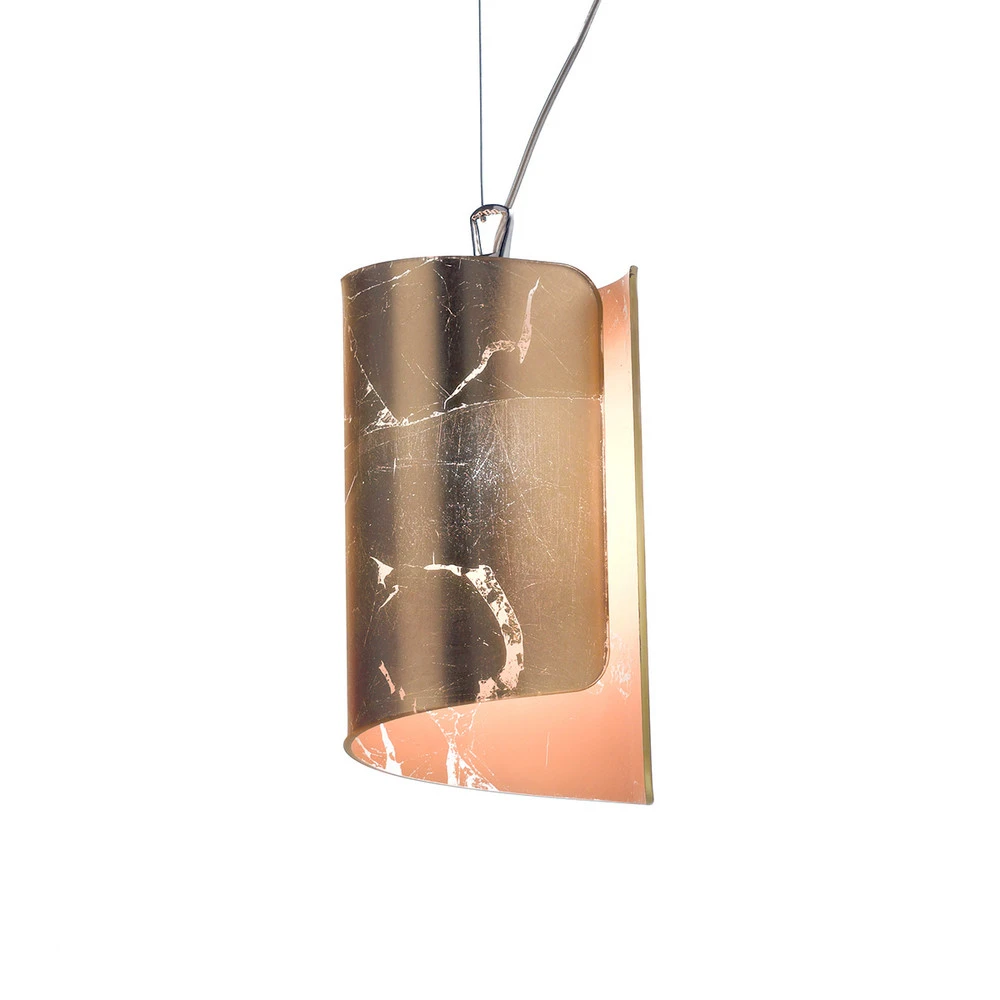 Suspension Papiro avec abat-jour en verre Ø 15 cm, or pour plafonds suspendus