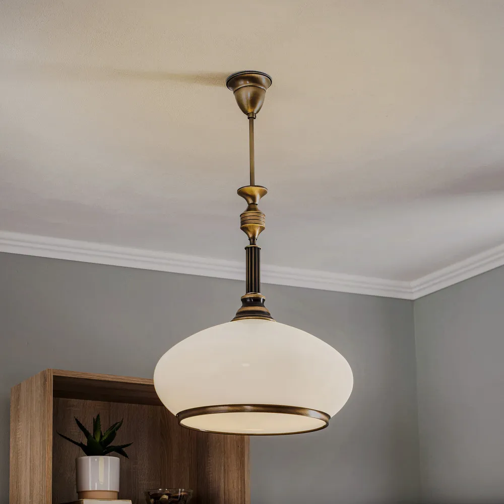 Suspension Petro avec abat-jour en verre à 1 lampe pour plafonds suspendus