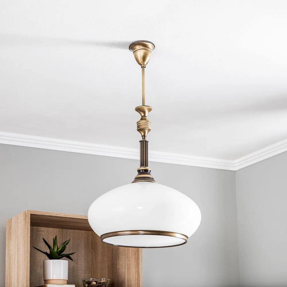 Suspension Petro avec abat-jour en verre à 1 lampe pour plafonds suspendus