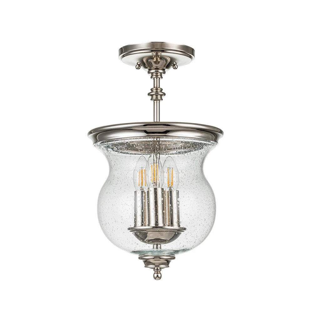 Suspension Pickering Lane à 3 lampes, nickel poli IP44 pour salle de bain
