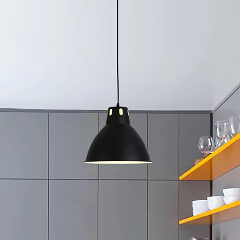 Suspension de plafond métallique noir/blanc, abat-jour en forme de dôme, 1 tête, luminaire industriel réglable en hauteur...