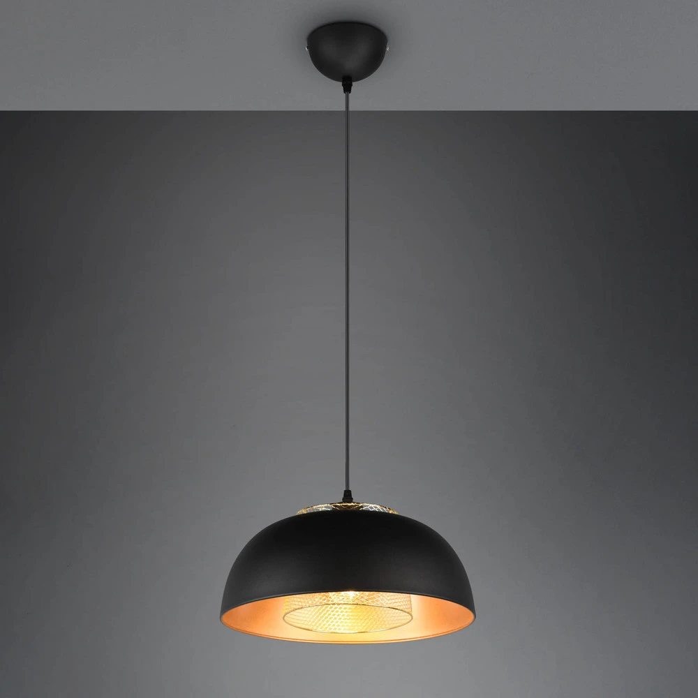 Suspension Punch noir/or à 1 lampe Ø 35 cm | Garantie 2 Ans