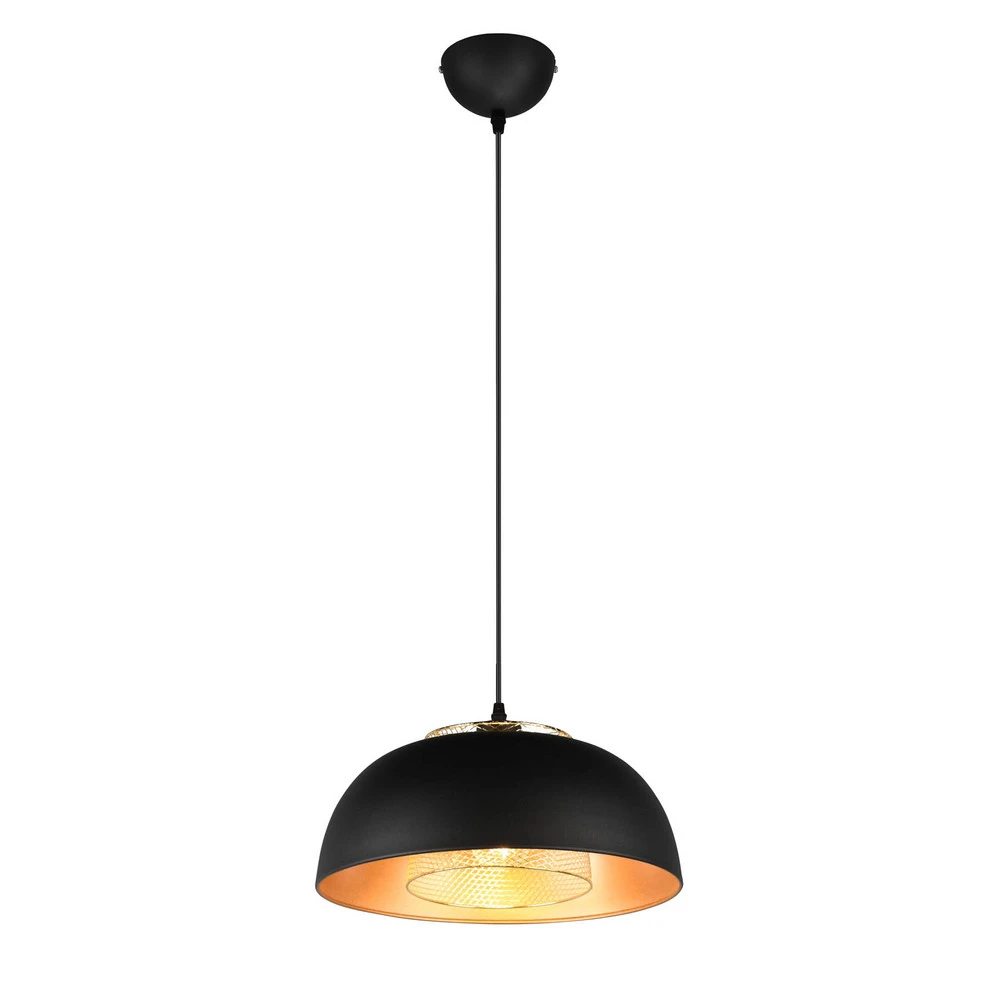 Suspension Punch noir/or à 1 lampe Ø 35 cm | Garantie 2 Ans