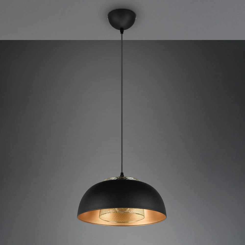 Suspension Punch noir/or à 1 lampe Ø 35 cm | Garantie 2 Ans