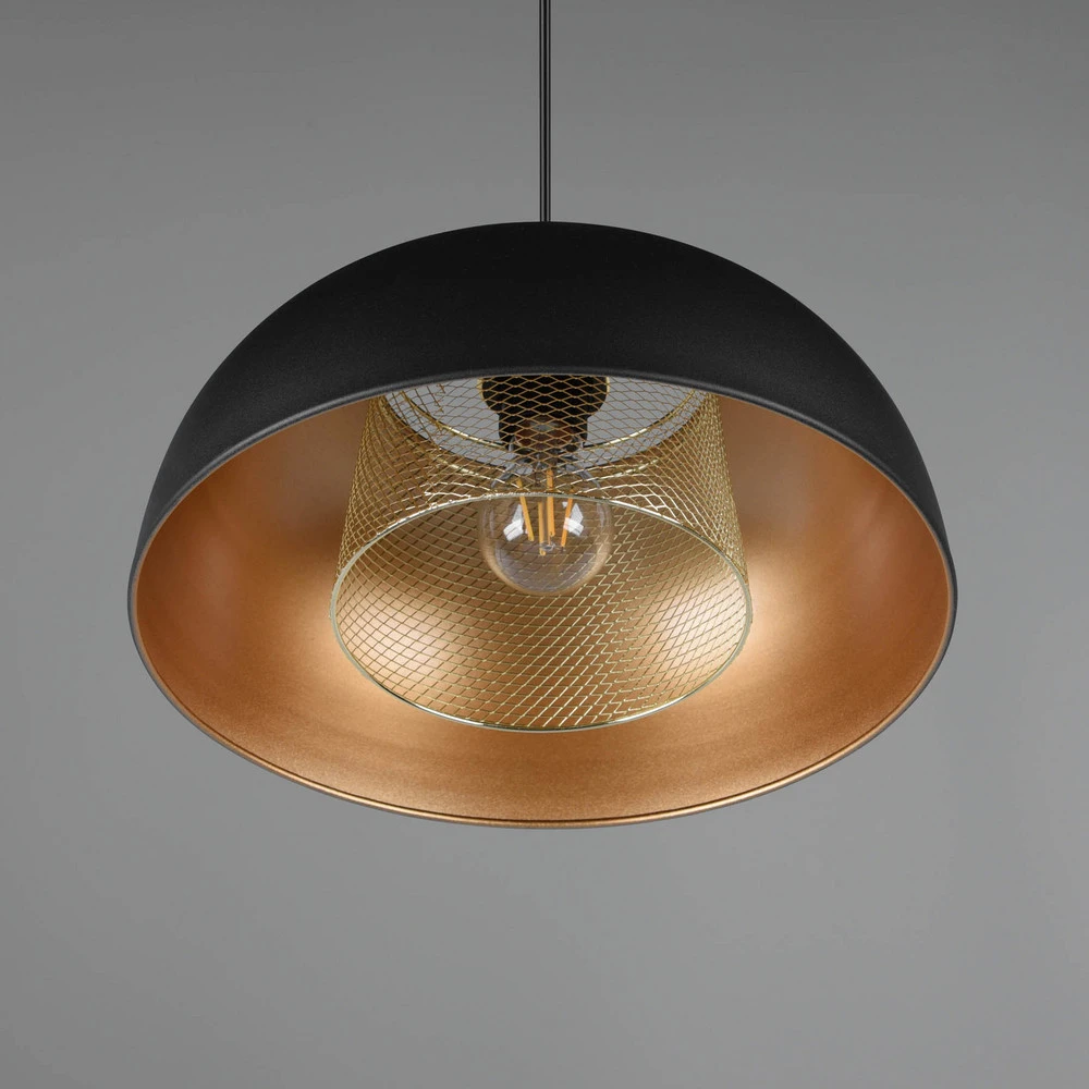 Suspension Punch noir/or à 1 lampe Ø 35 cm | Garantie 2 Ans