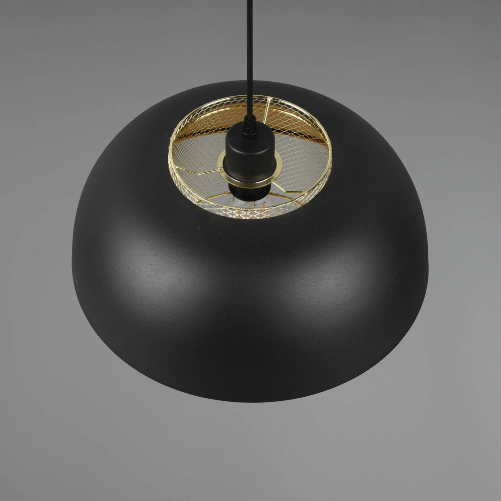 Suspension Punch noir/or à 1 lampe Ø 35 cm | Garantie 2 Ans