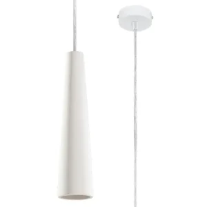 Suspension récent en céramique - 1 sources lumineuses - L.8 x H.132 cm - blanc