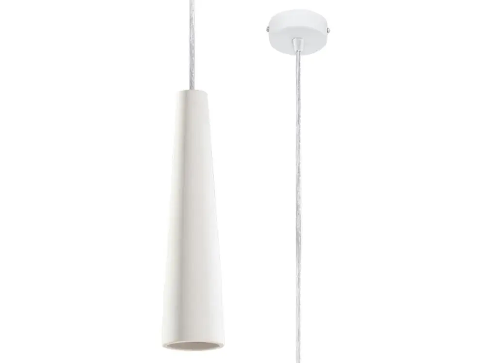 Suspension récent en céramique - 1 sources lumineuses - L.8 x H.132 cm - blanc