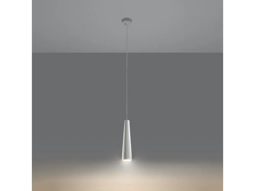 Suspension récent en céramique - 1 sources lumineuses - L.8 x H.132 cm - blanc