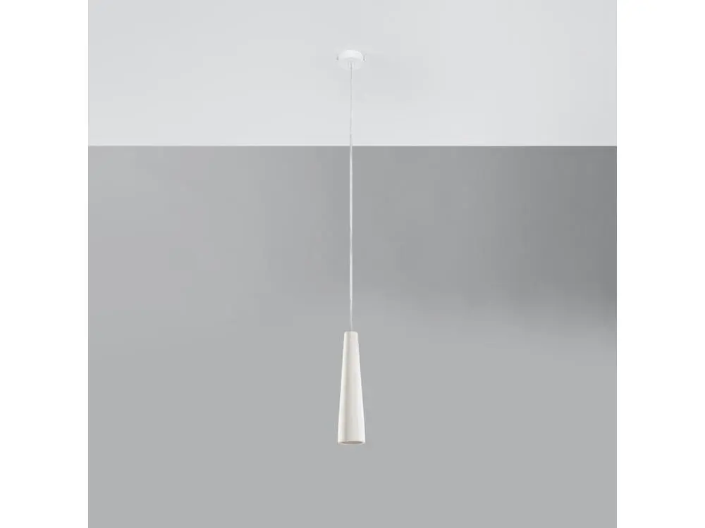 Suspension récent en céramique - 1 sources lumineuses - L.8 x H.132 cm - blanc