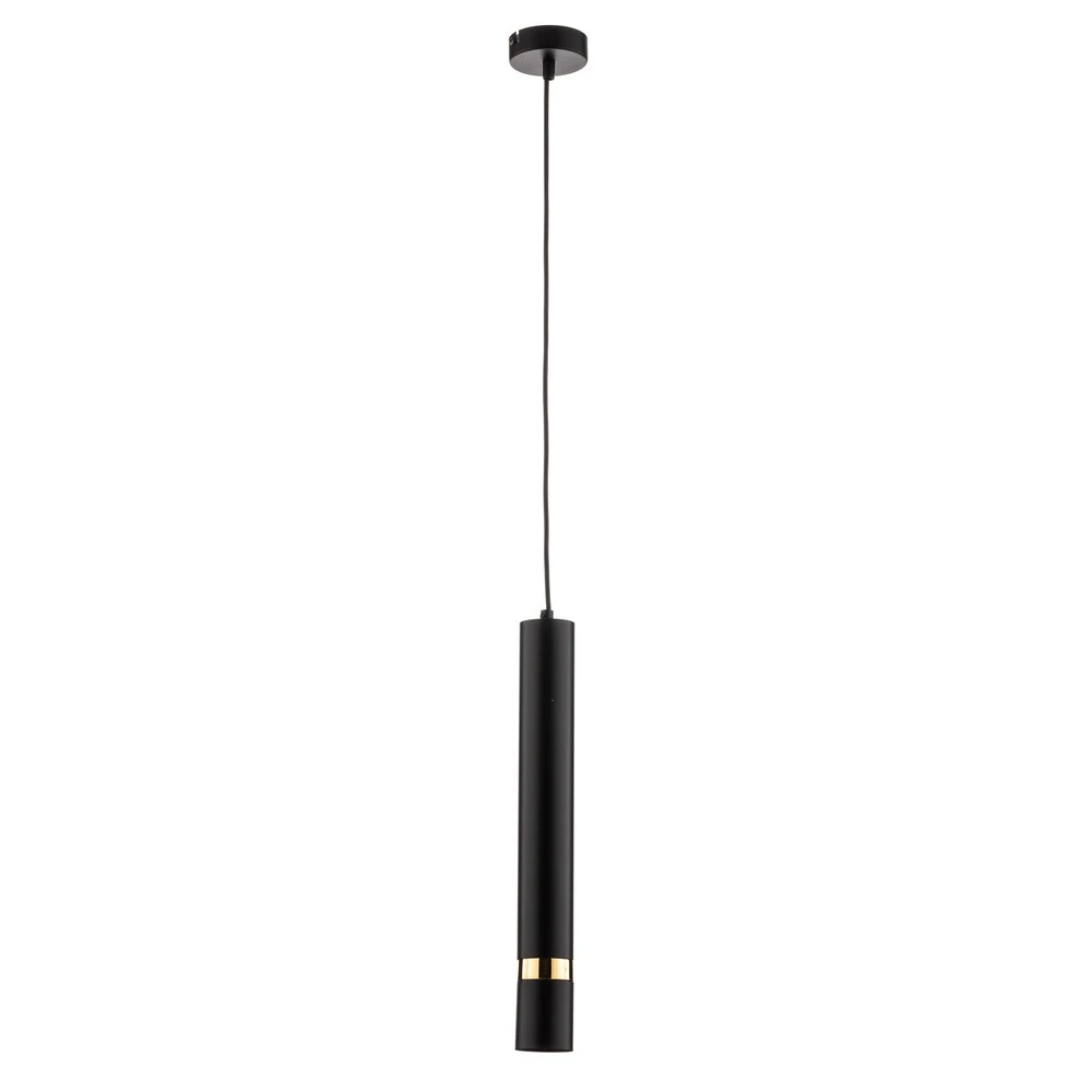 Suspension Rondo noire/dorée, à une lampe pour plafonds suspendus