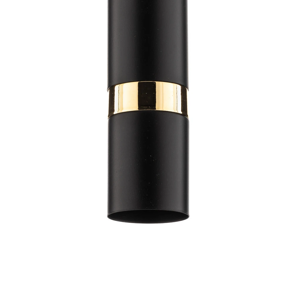 Suspension Rondo noire/dorée, à une lampe pour plafonds suspendus