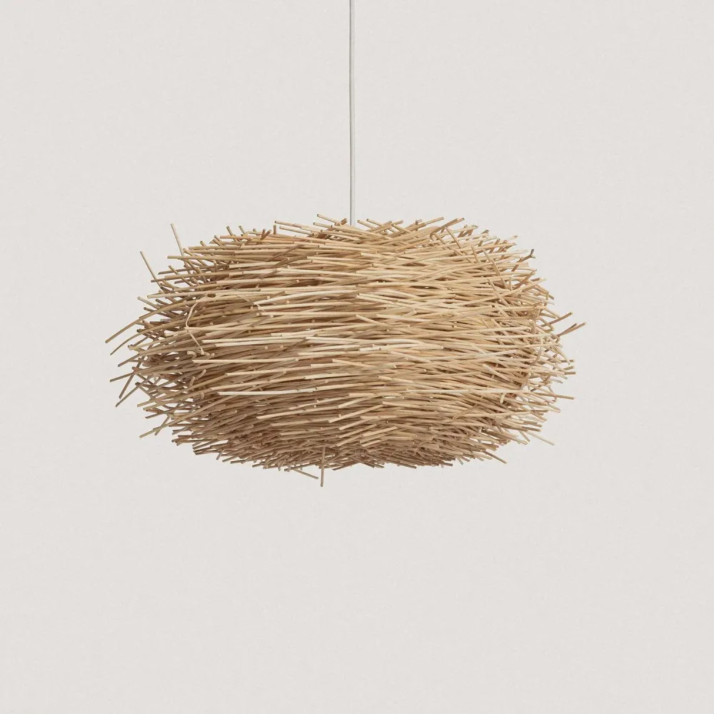 Suspension en rotin avec éclairage LED ILUZZIA modèle Nulko pour plafonds suspendus