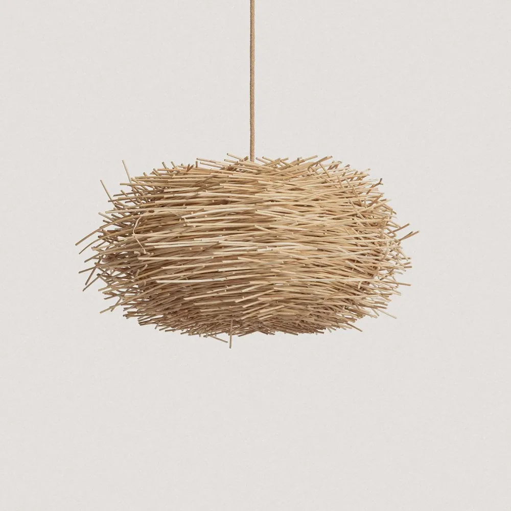 Suspension en rotin avec éclairage LED ILUZZIA modèle Nulko pour plafonds suspendus