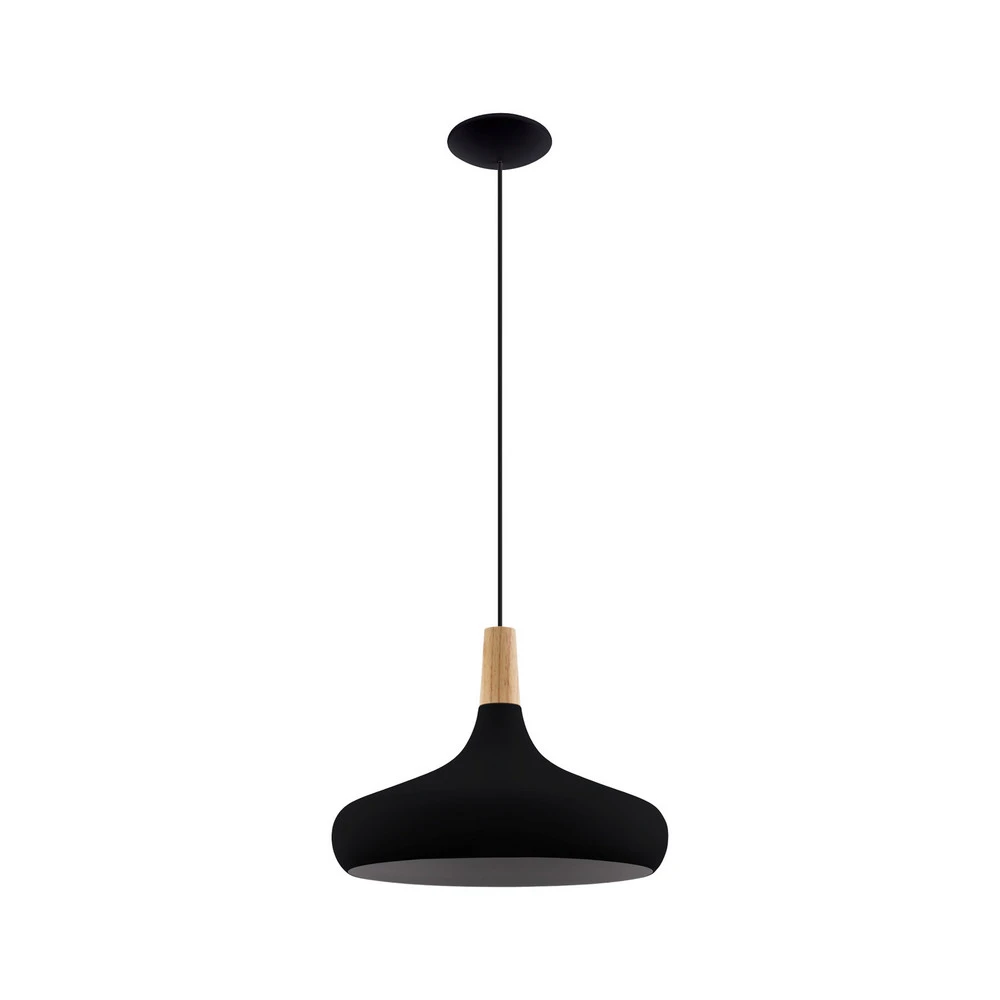 Suspension Sabinar, 1 lampe, noir, Ø 40 cm IP44 pour salle de bain