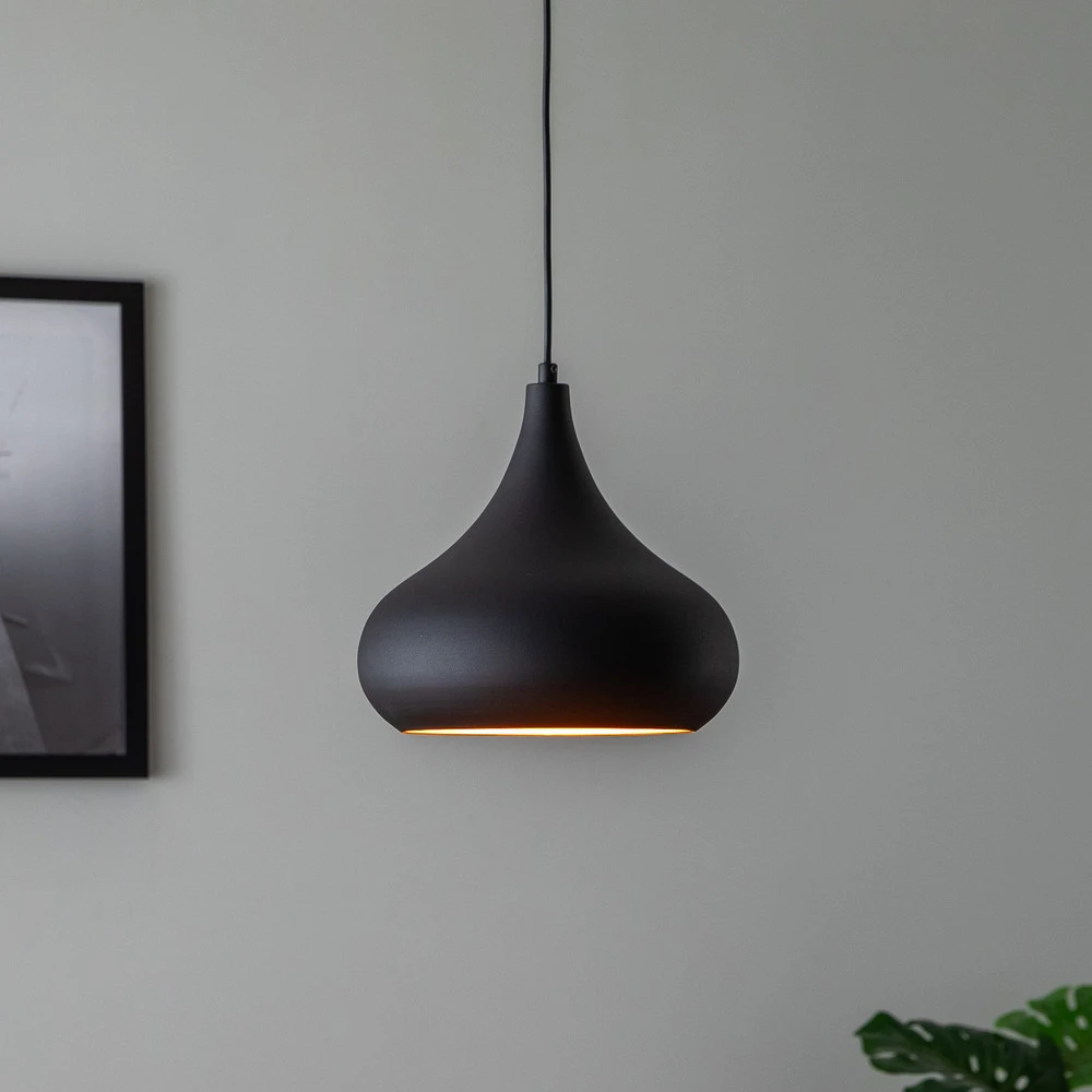 Suspension Saglam 3774 à 1 lampe. Ø30cm noir/or en acrylique dépoli