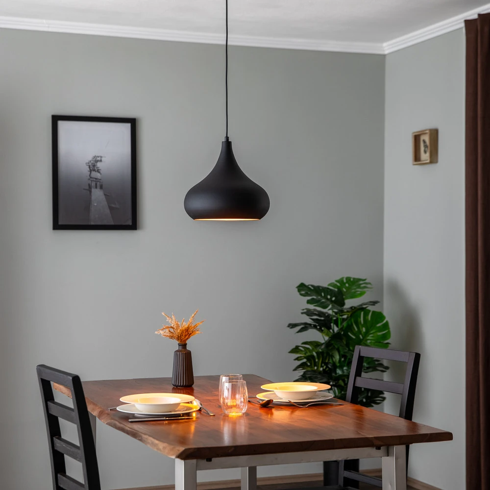 Suspension Saglam 3774 à 1 lampe. Ø30cm noir/or en acrylique dépoli