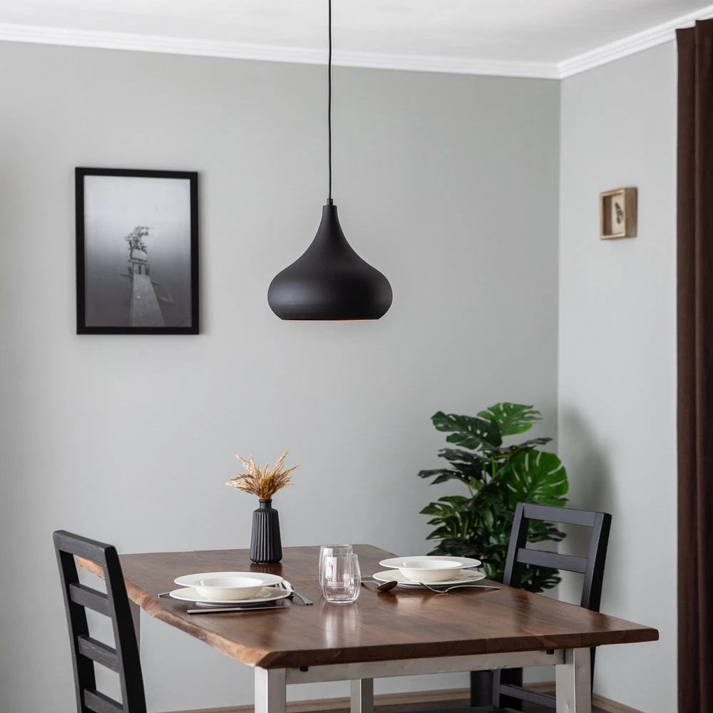 Suspension Saglam 3774 à 1 lampe. Ø30cm noir/or en acrylique dépoli