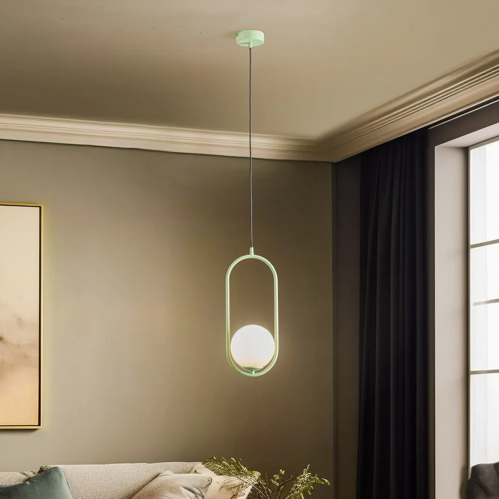 Suspension Samba, à 1 lampe, vert/blanc Sans outil d'installation