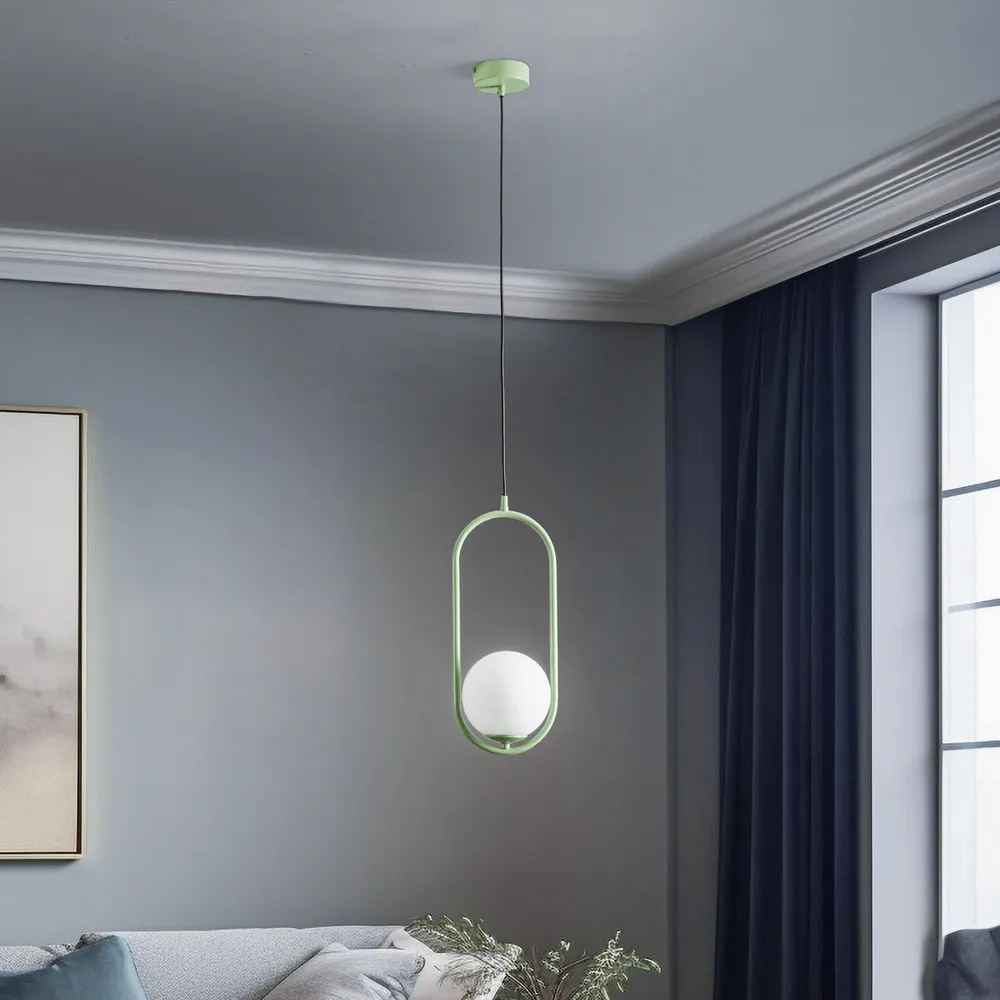 Suspension Samba, à 1 lampe, vert/blanc Sans outil d'installation