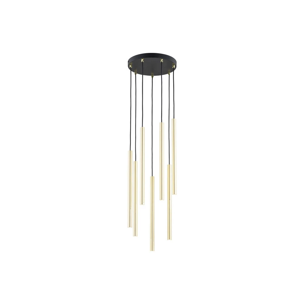 Suspension Selter Sélect, doré, à 7 lampes, métal