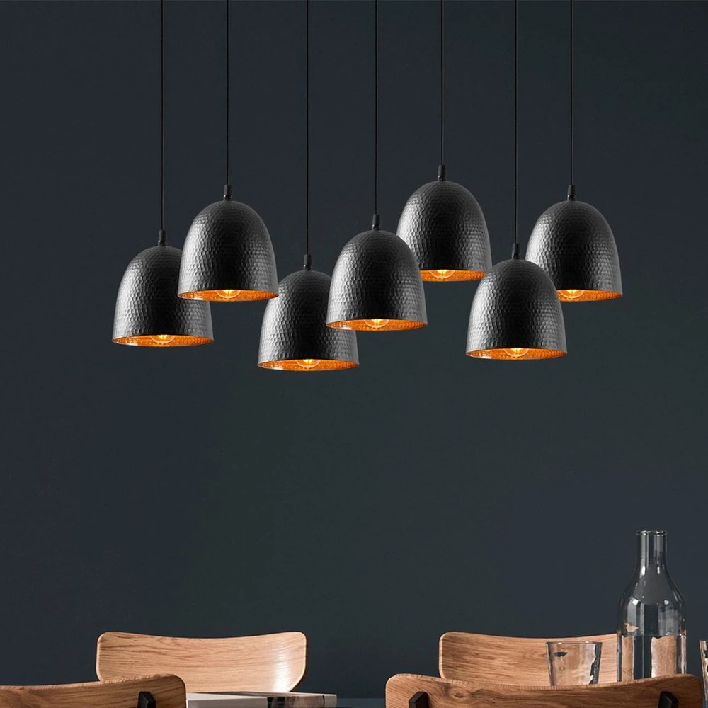 Suspension Tattoo 6181, noir, métal, à 7 lampes avec LED intégrée non remplaçable
