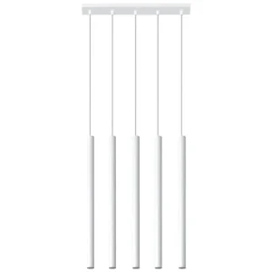 Suspension tendance en acier - 5 sources lumineuses - L.45 x H.90 cm - blanc | 4000K | lumière neutre