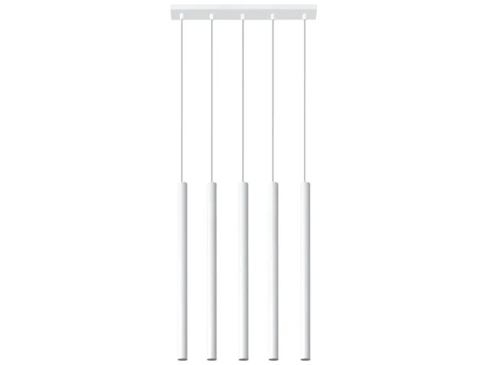 Suspension tendance en acier - 5 sources lumineuses - L.45 x H.90 cm - blanc | 4000K | lumière neutre