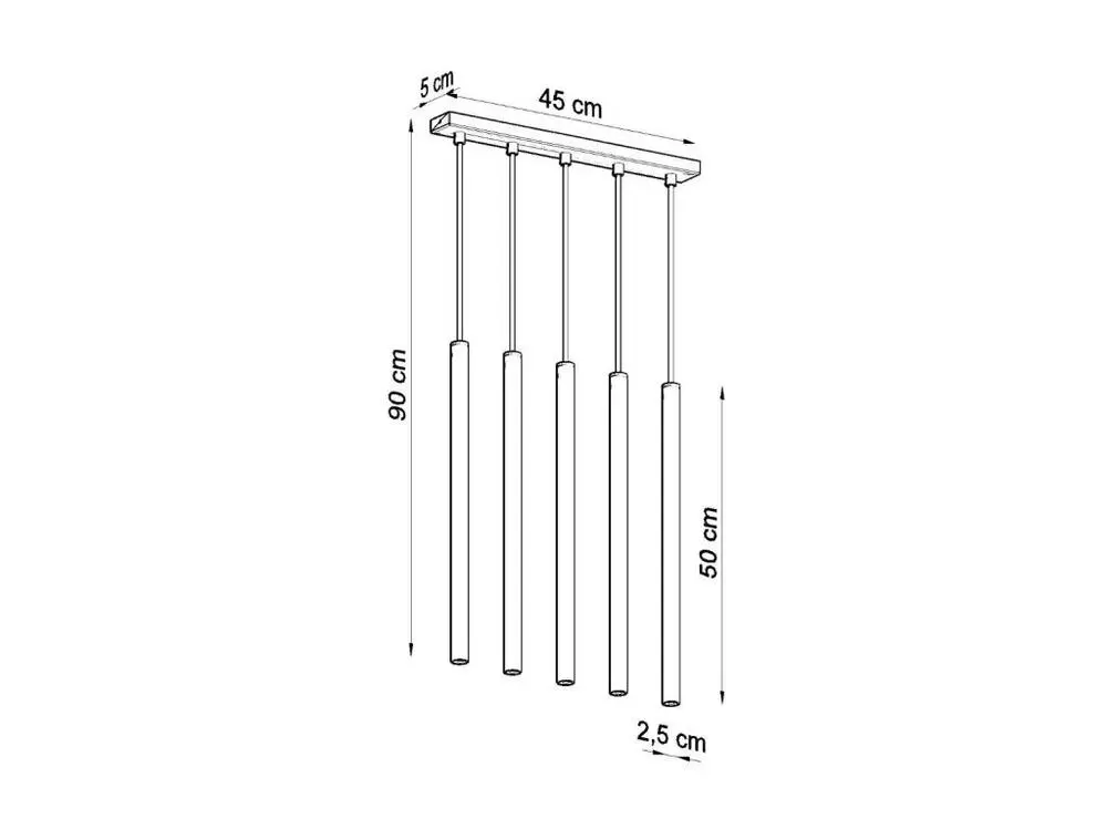 Suspension tendance en acier - 5 sources lumineuses - L.45 x H.90 cm - blanc | 4000K | lumière neutre