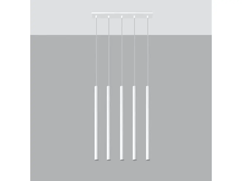 Suspension tendance en acier - 5 sources lumineuses - L.45 x H.90 cm - blanc | 4000K | lumière neutre