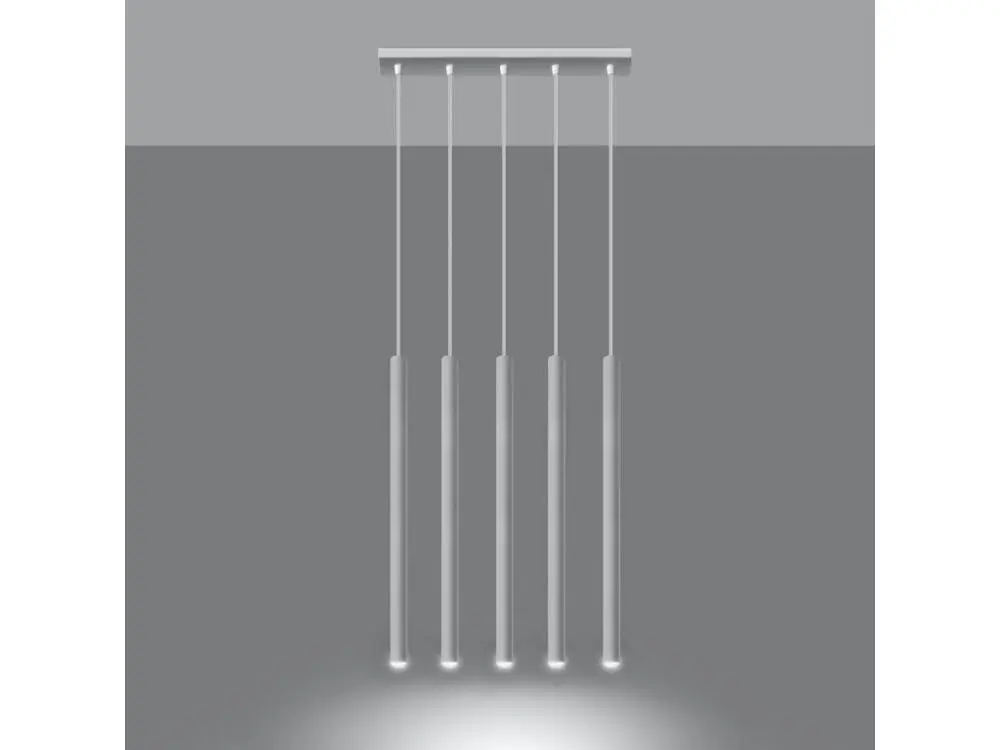 Suspension tendance en acier - 5 sources lumineuses - L.45 x H.90 cm - blanc | 4000K | lumière neutre