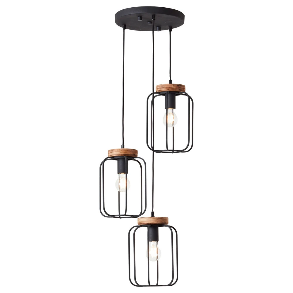 Suspension Tosh à trois lampes, rosace ronde avec diffuseur opale